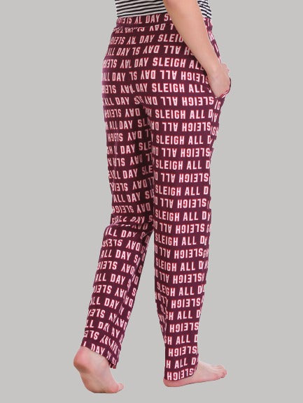 Saundarya Women's Relaxed Fit Cotton Lounge Pant Maroon