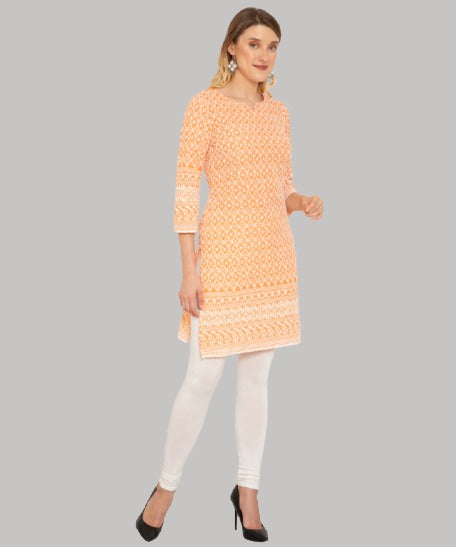 Saundarya Women's Knee Length Chikankari Kurta