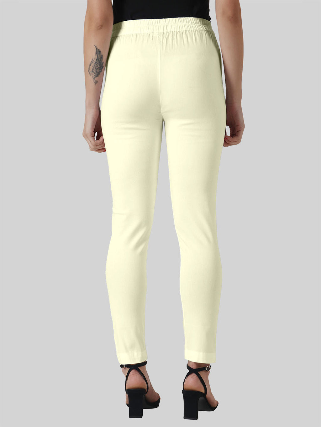 Saundarya Women’s Ankle Length Cotton Pants; Buttery Cream