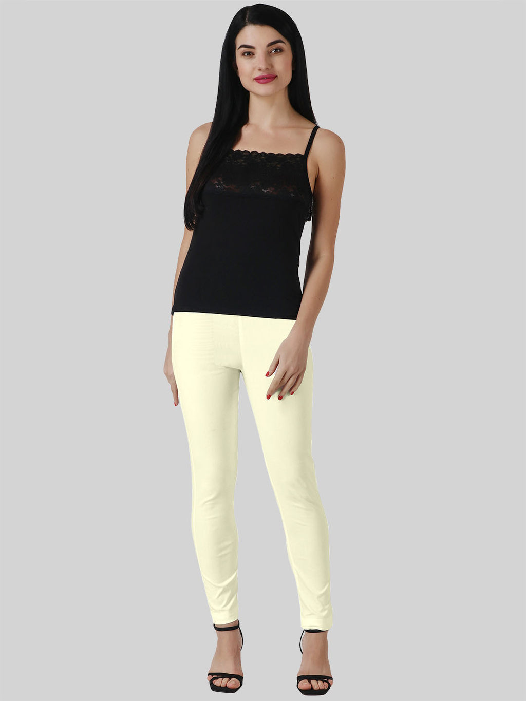 Saundarya Women’s Ankle Length Cotton Pants; Buttery Cream