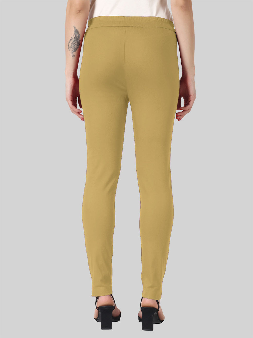 Saundarya Women’s Ankle Length Cotton Pants; Dark Beige