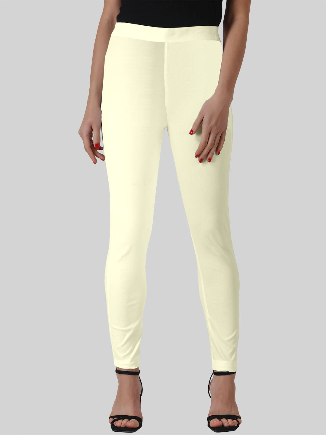 Saundarya Women’s Ankle Length Cotton Pants; Buttery Cream