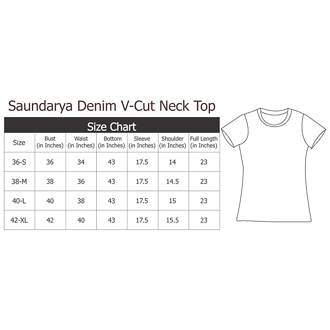 Saundarya Women's Denim Embroidered Neck Top