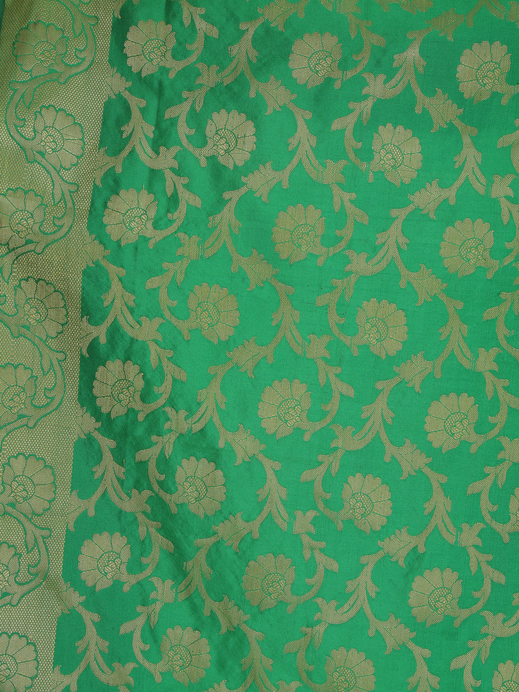 Saundarya Women's Dark Green Banarasi Silk Golden Zari Work Dupatta