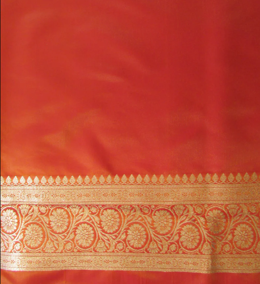 Saundarya Women's Orange Banarasi Silk Saree