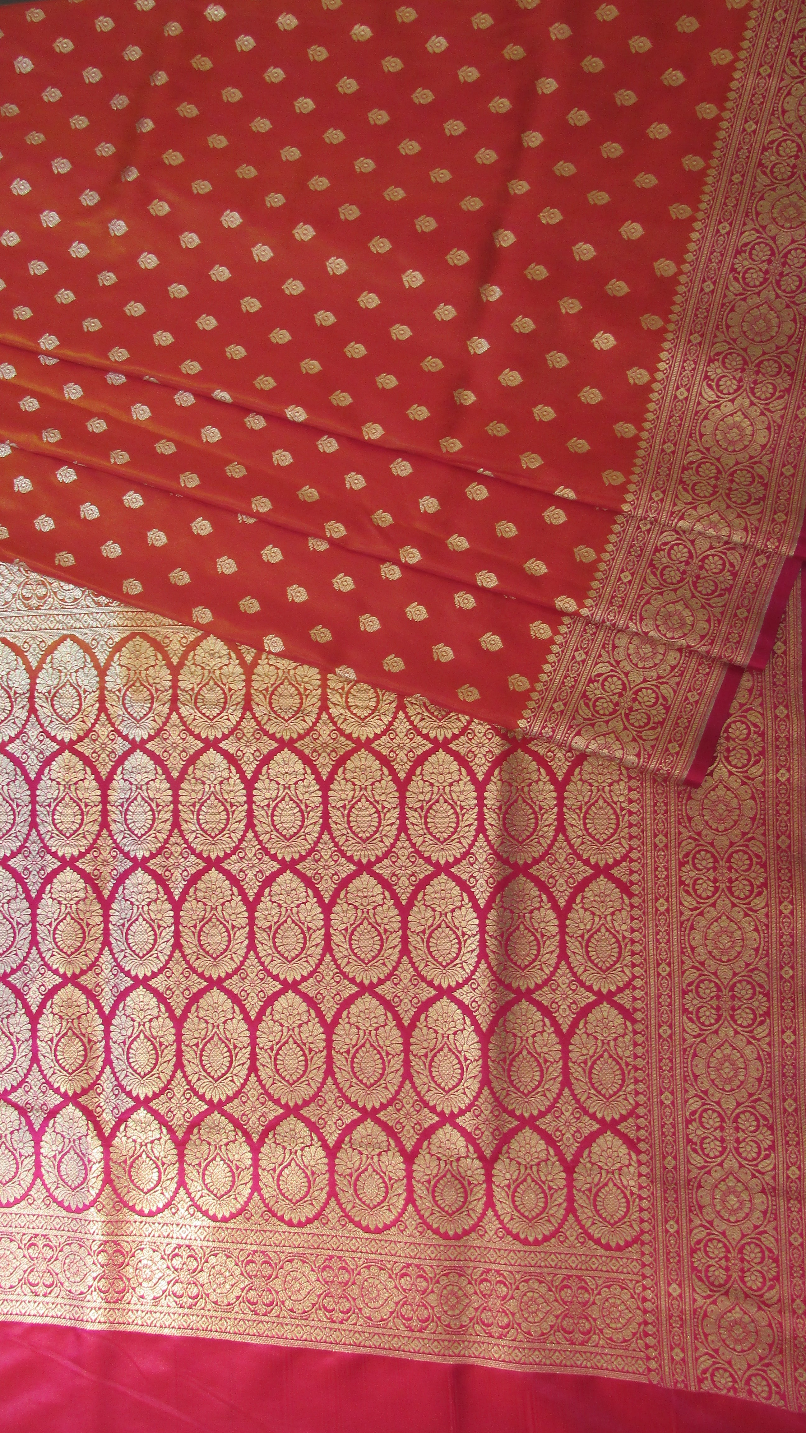 Saundarya Women's Orange Banarasi Silk Saree