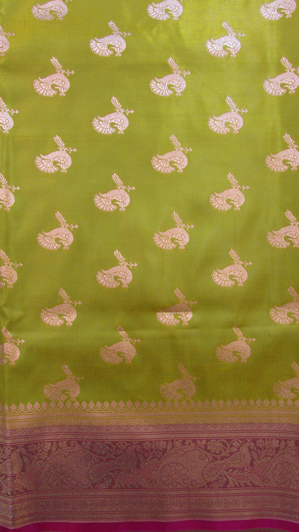 Saundarya Women's Parrot Green Banarasi Silk Saree