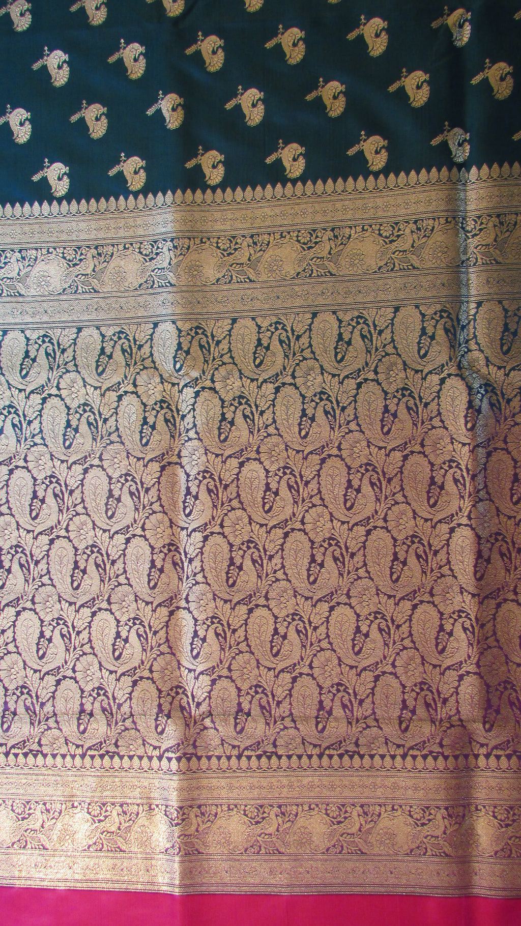 Saundarya Women's Teal Green Banarasi Silk Saree