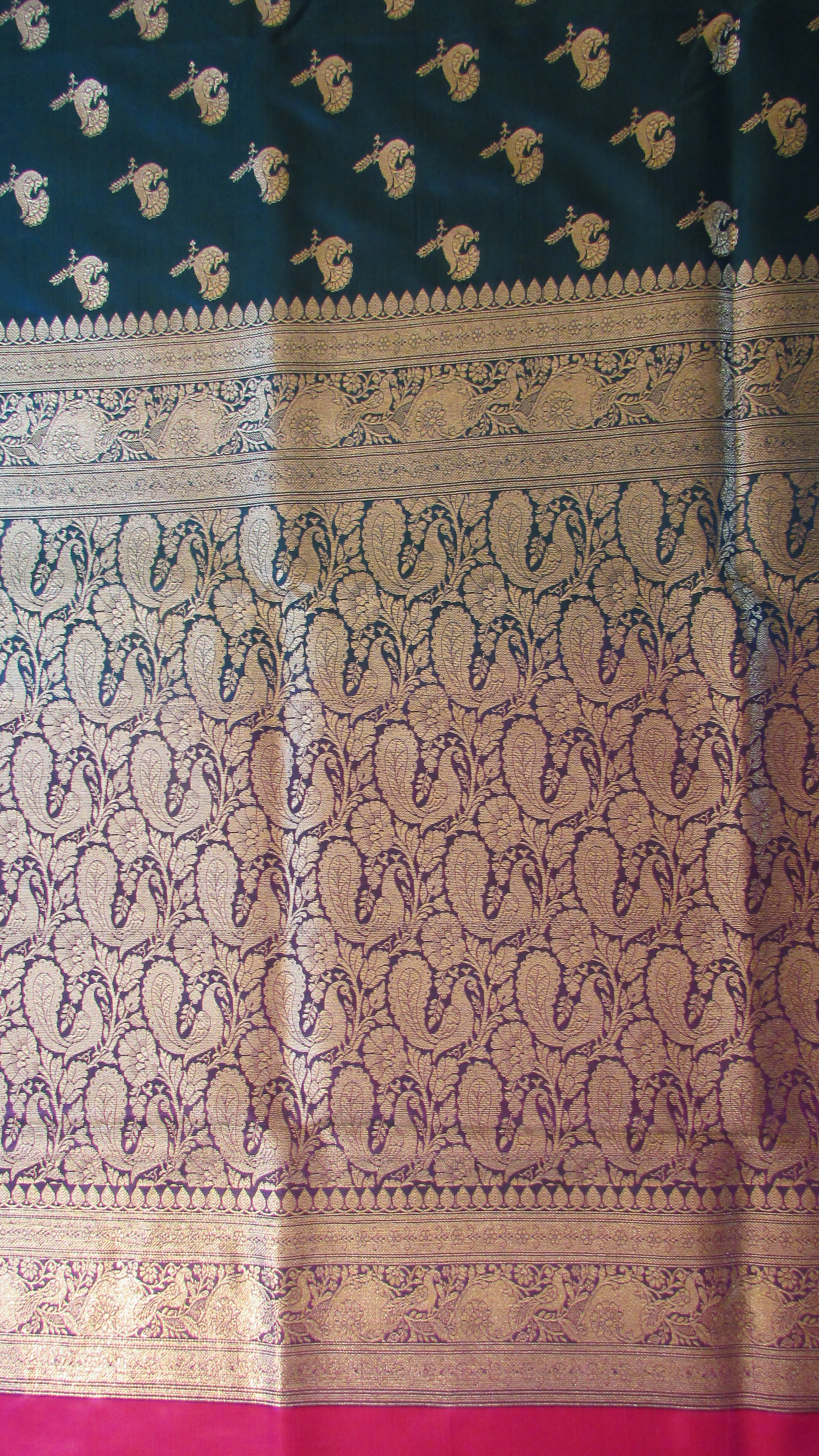 Saundarya Women's Teal Green Banarasi Silk Saree