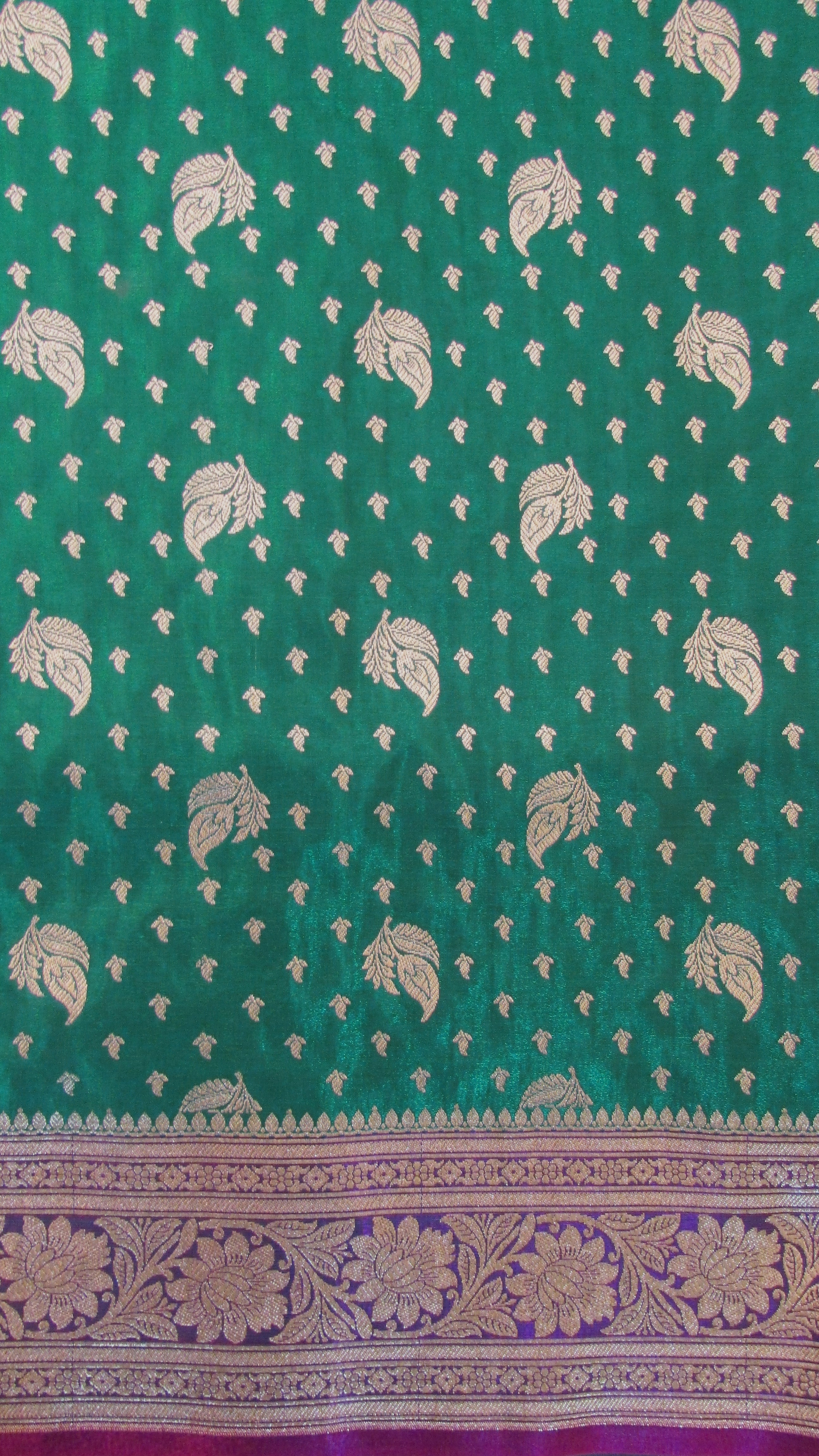 Saundarya Women's Bottle Green Banarasi Silk Saree