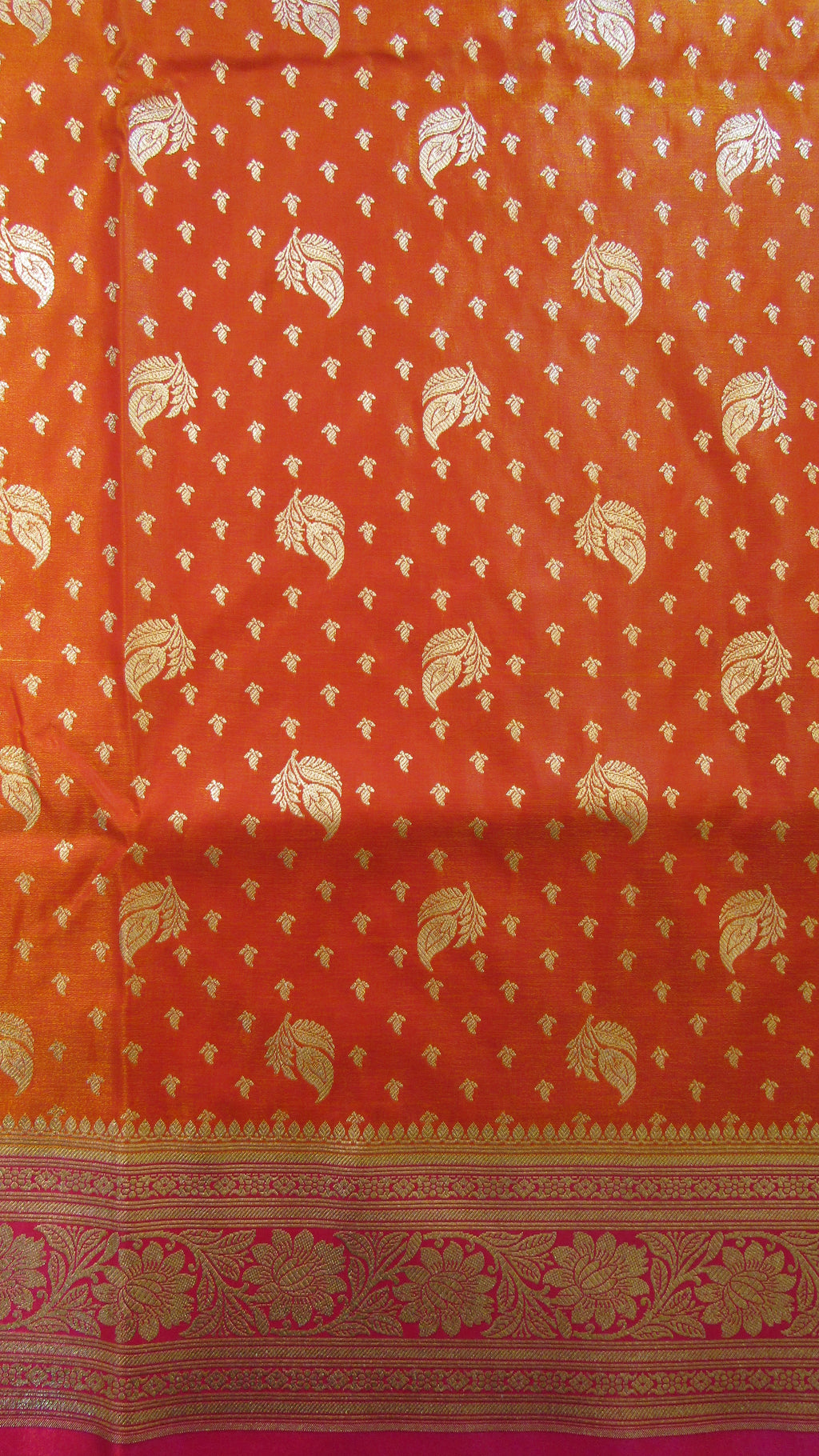 Saundarya Women's Orange Banarasi Silk Saree