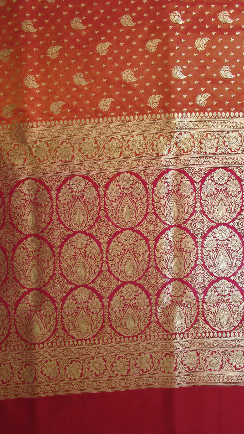 Saundarya Women's Orange Banarasi Silk Saree