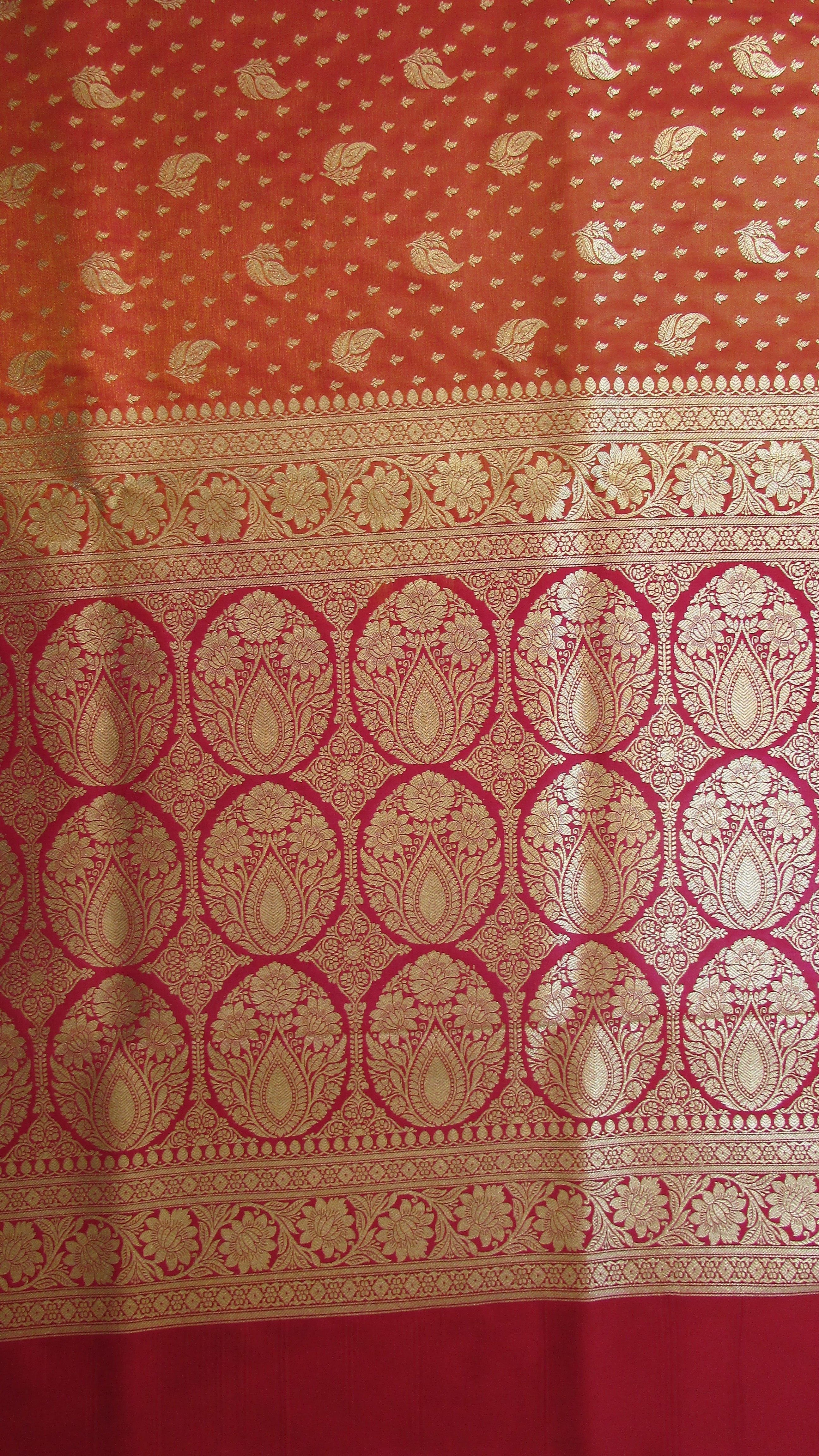 Saundarya Women's Orange Banarasi Silk Saree