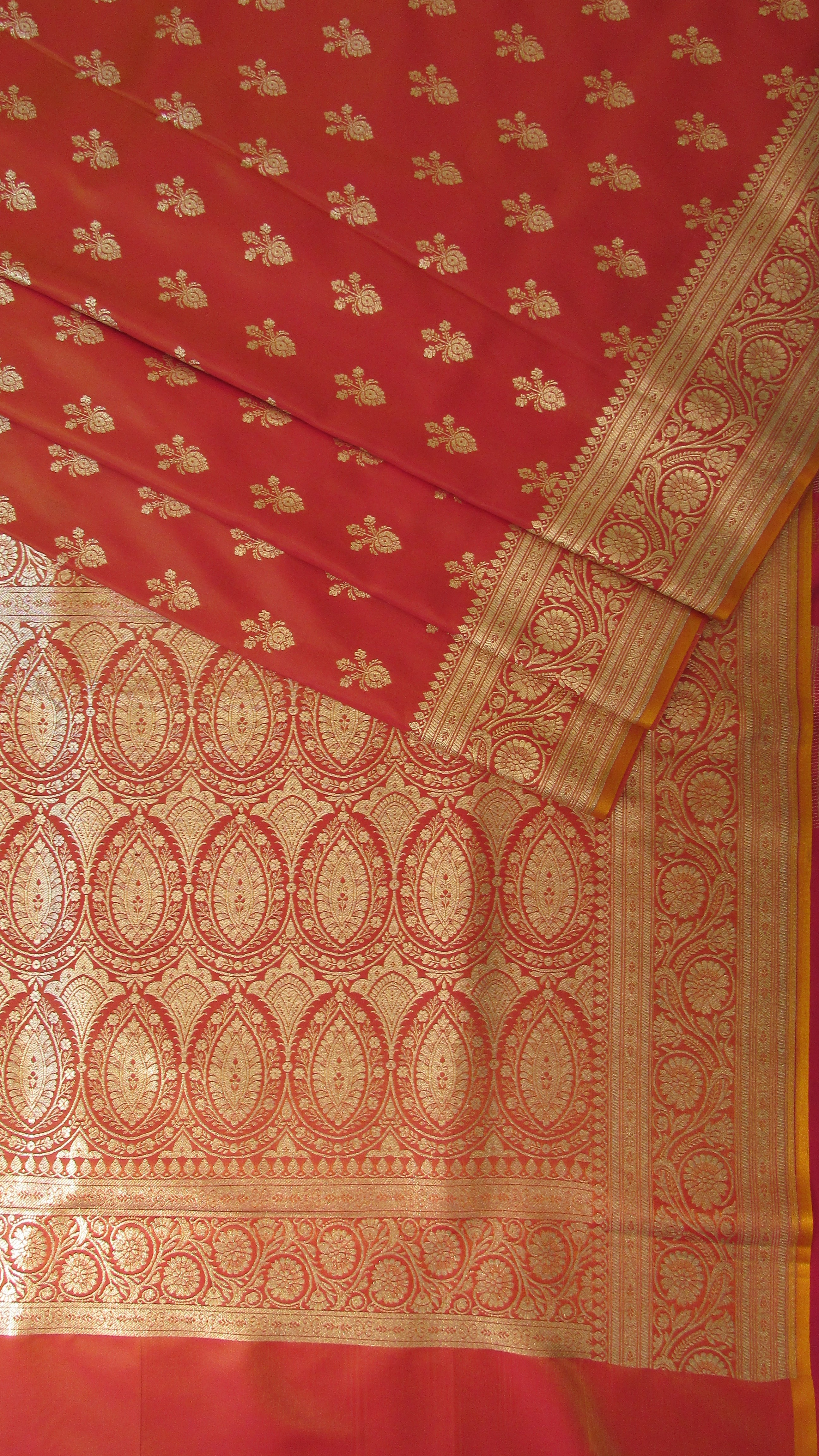 Saundarya Women's Orange Banarasi Silk Saree