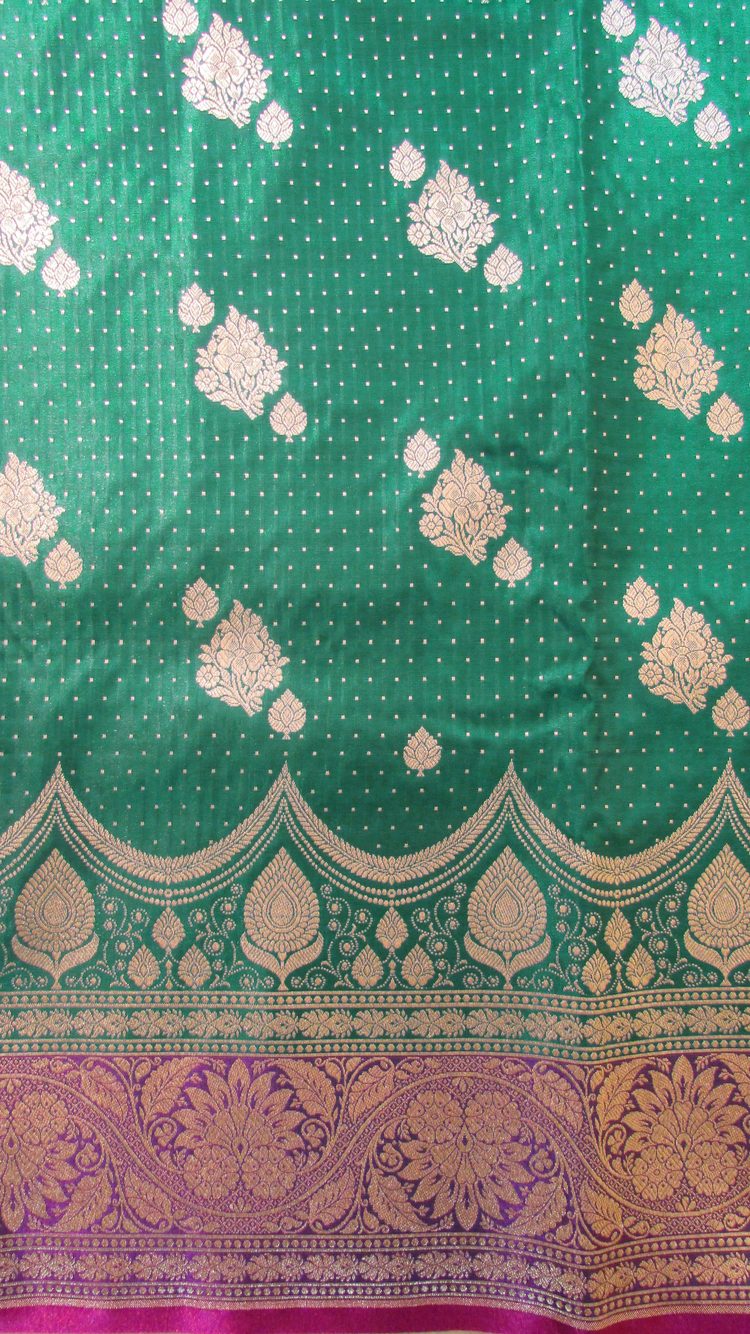Saundarya Women's Bottle Green Banarasi Silk Saree -Design 2