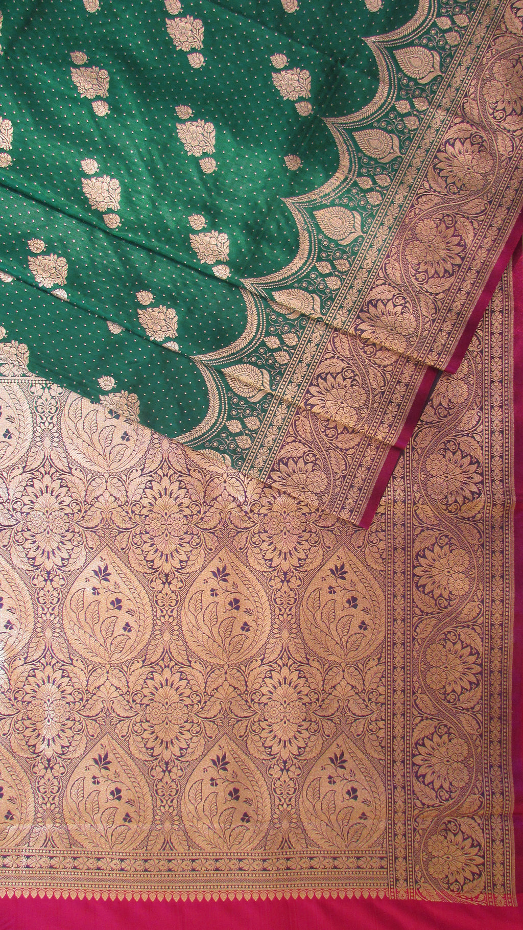 Saundarya Women's Bottle Green Banarasi Silk Saree -Design 2