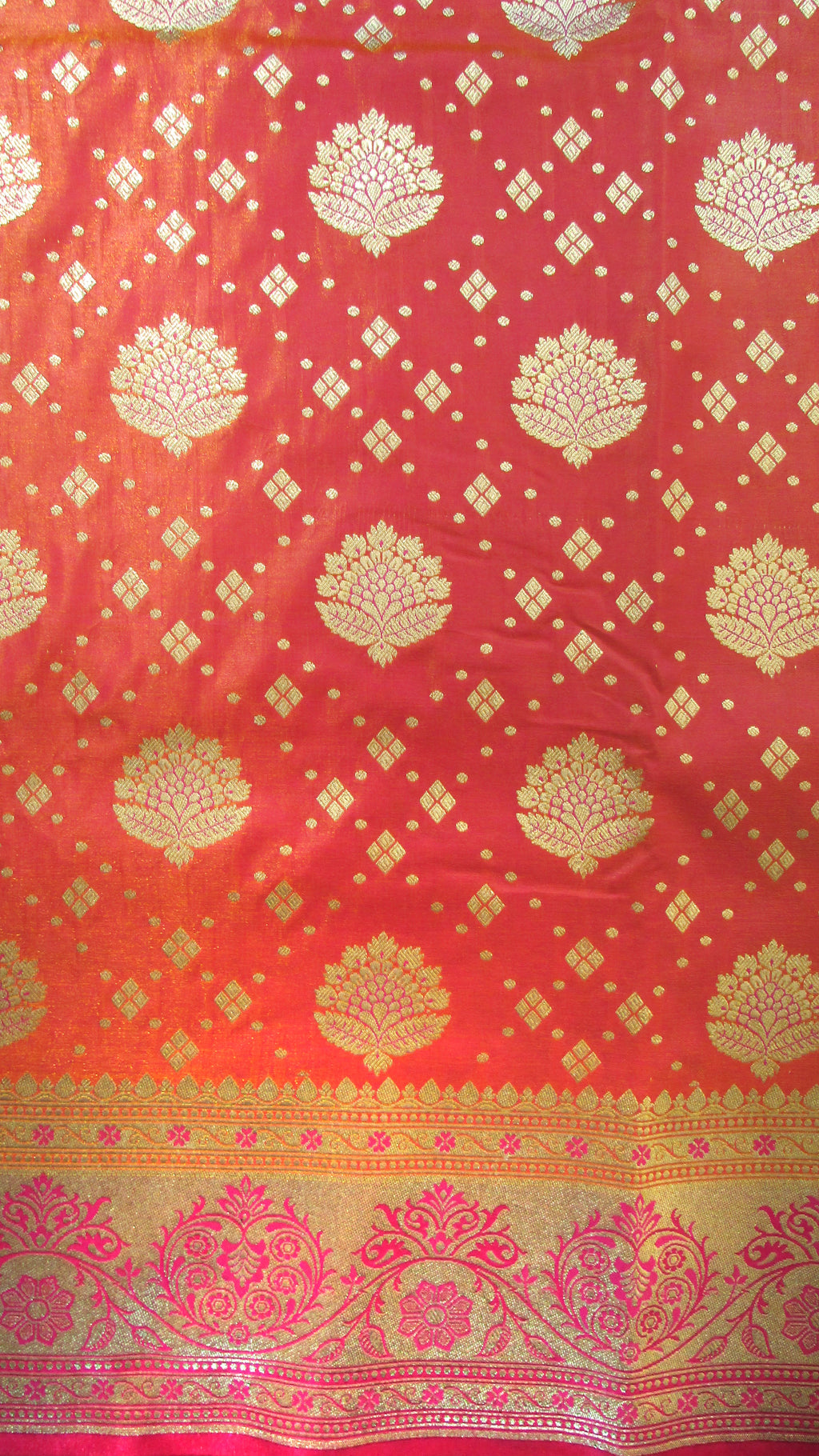 Saundarya Women's Orange Banarasi Silk Saree -Design 3