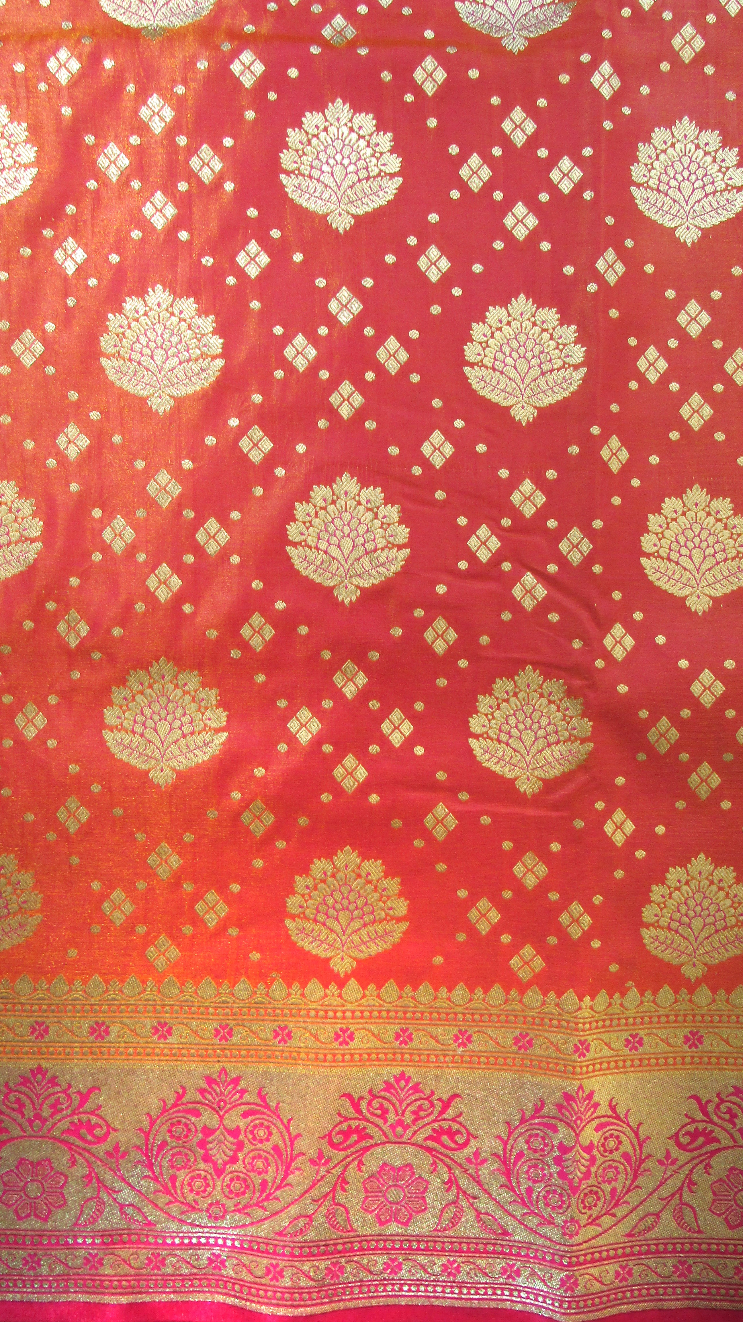 Saundarya Women's Orange Banarasi Silk Saree -Design 3