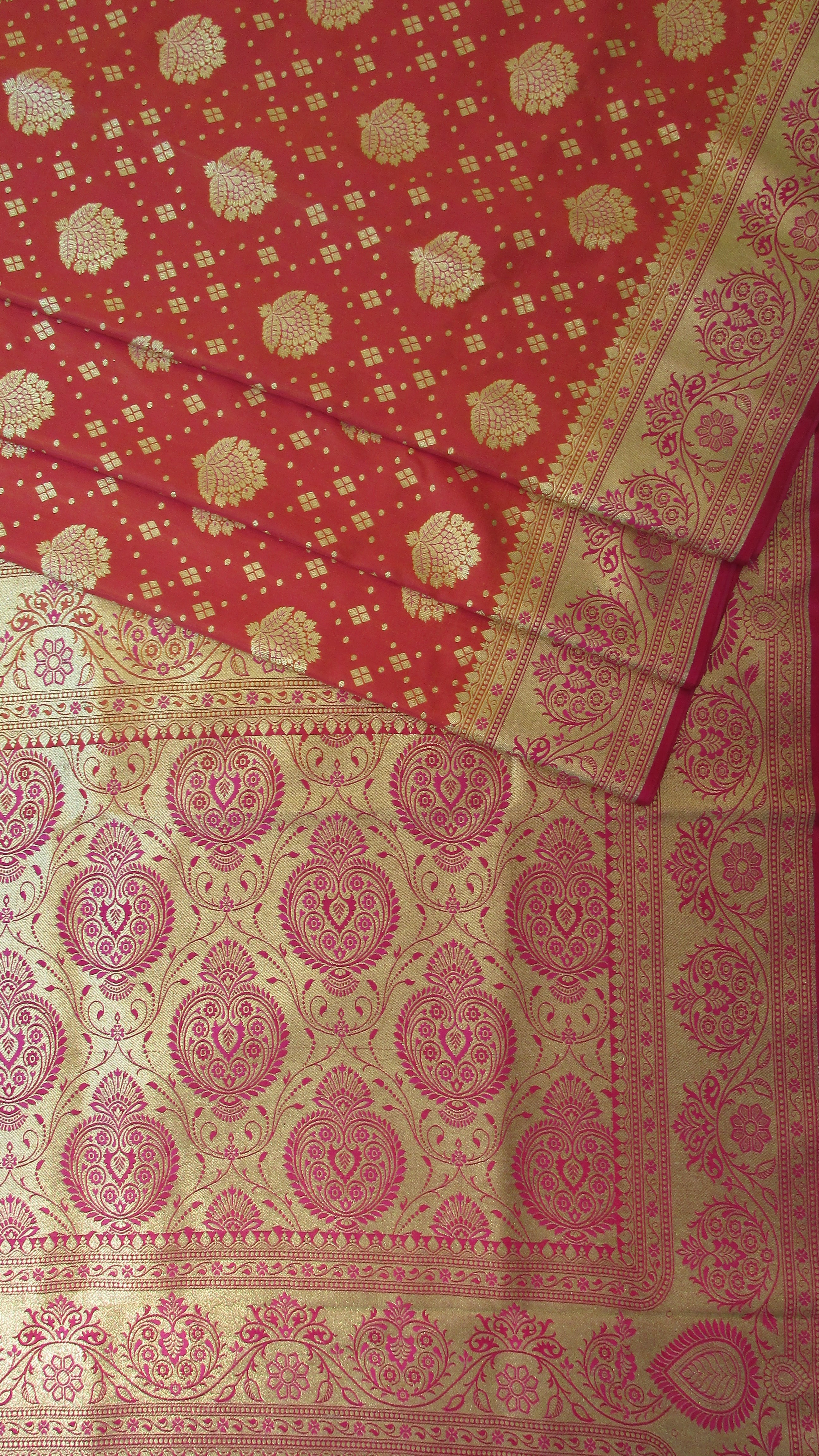 Saundarya Women's Orange Banarasi Silk Saree -Design 3