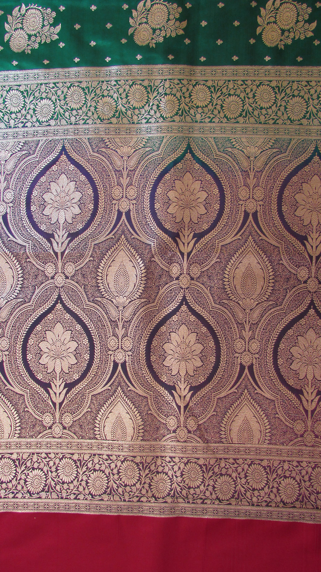 Saundarya Women's Bottle Green Banarasi Silk Saree -Design 3