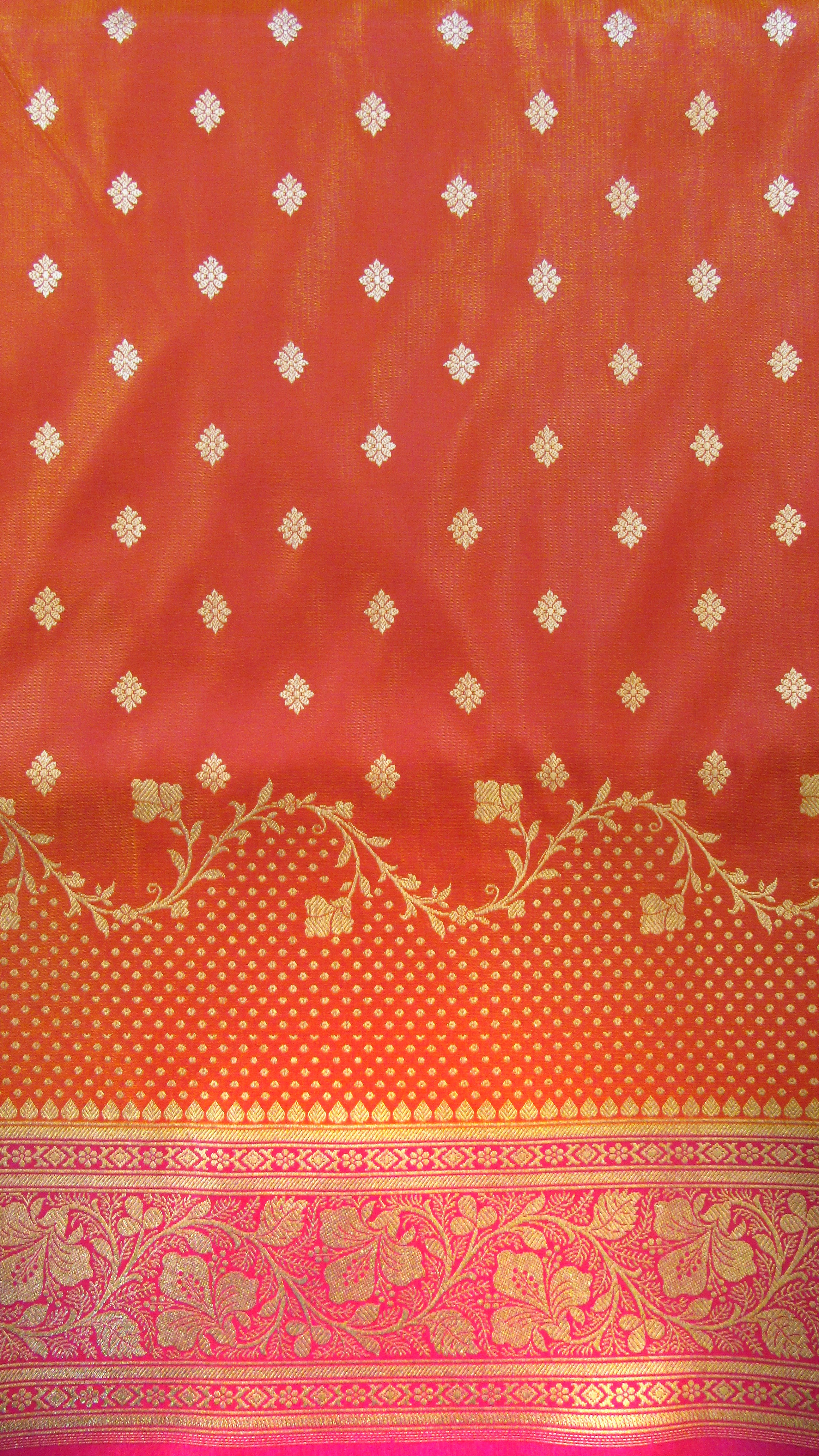 Saundarya Women's Orange Banarasi Silk Saree - Design 4