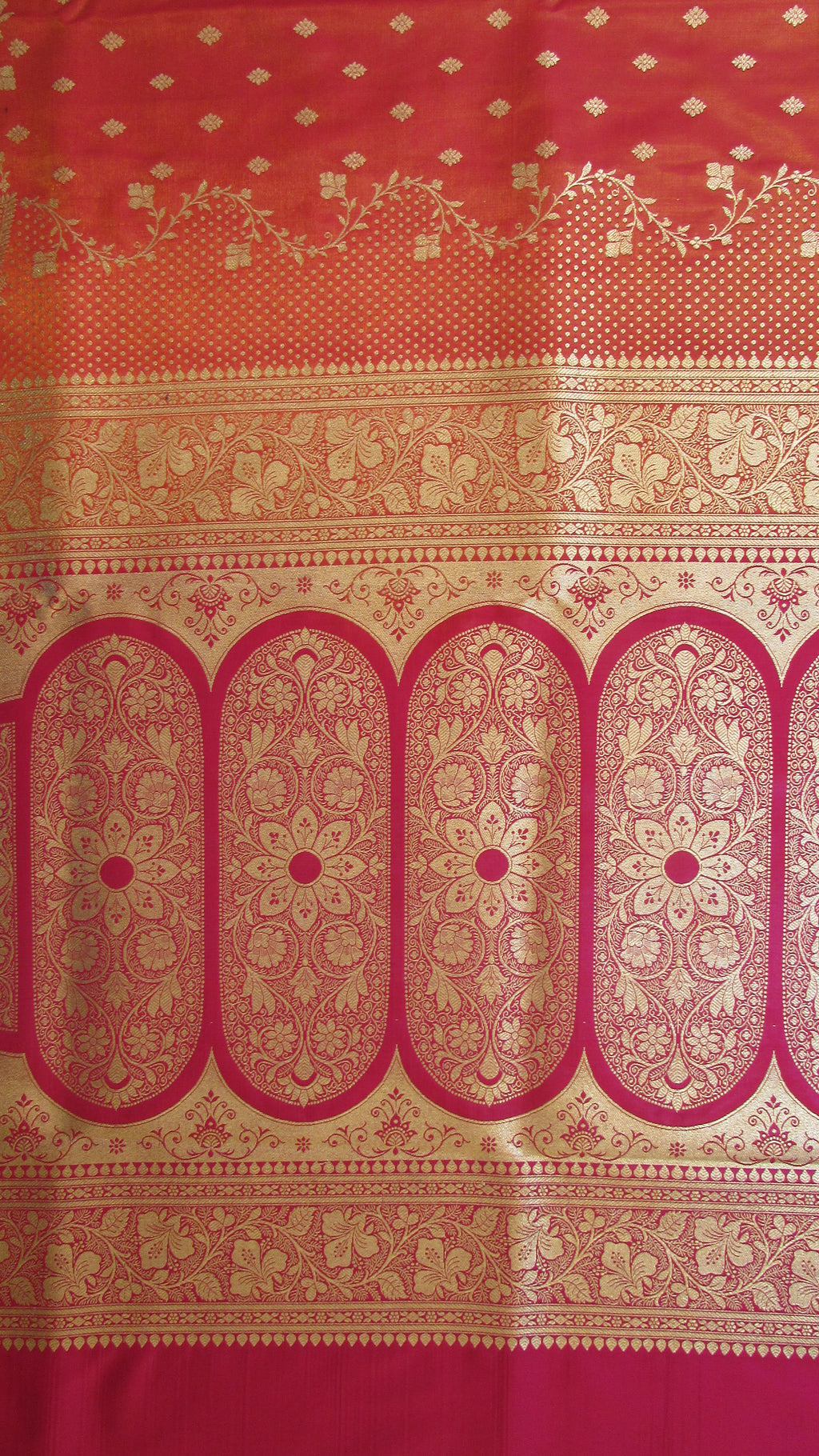 Saundarya Women's Orange Banarasi Silk Saree - Design 4