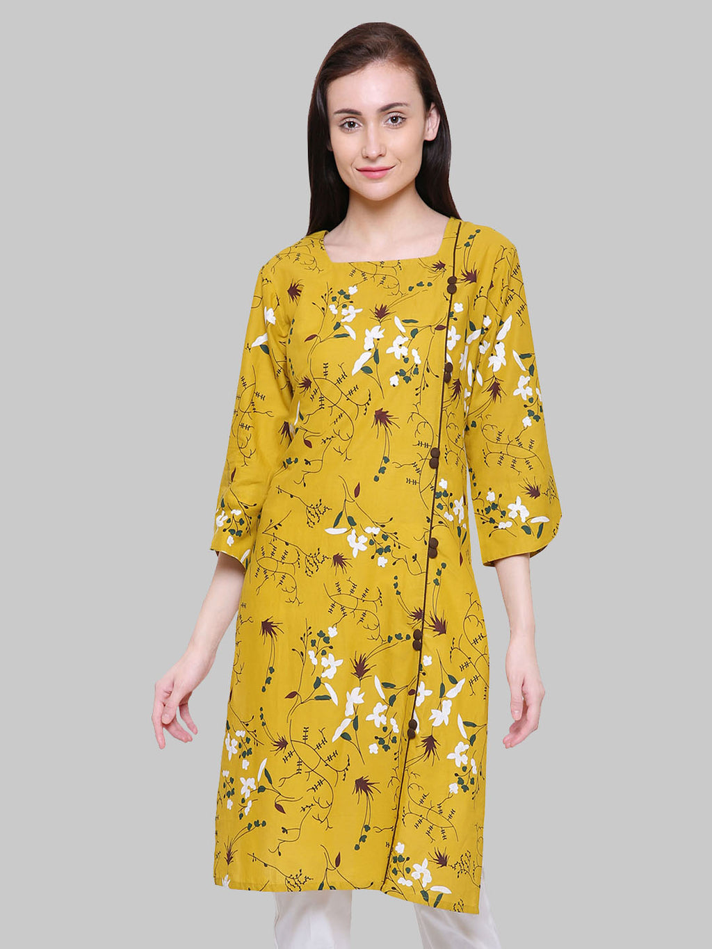 Saundarya Women's Printed Khadi Cotton A-Line Kurta