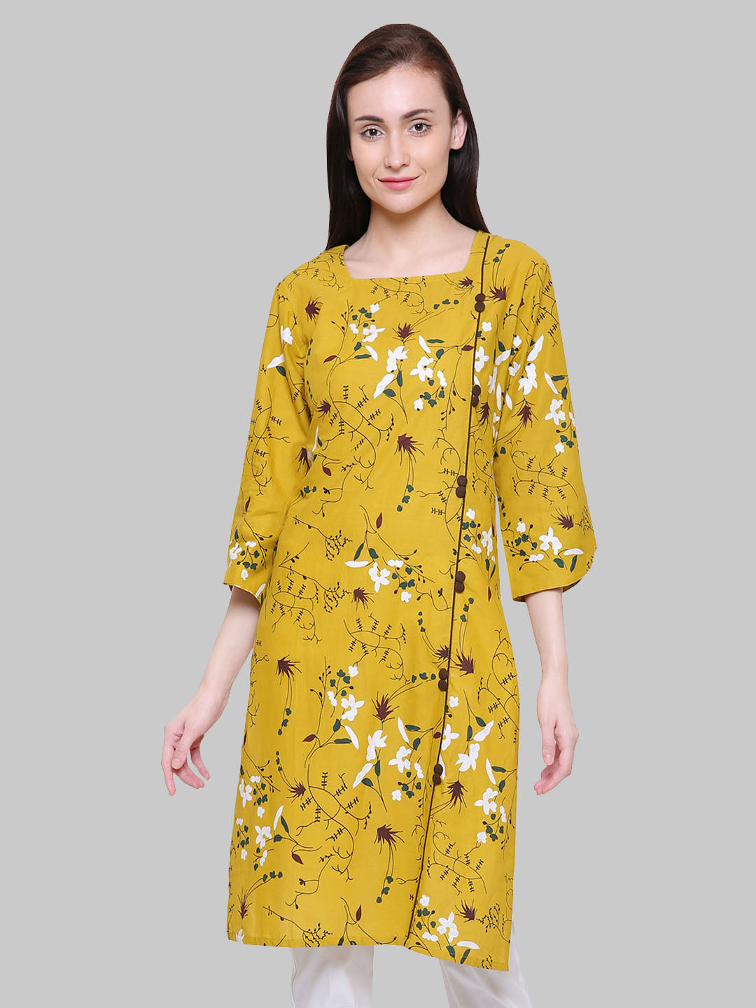 Saundarya Women's Printed Khadi Cotton A-Line Kurta