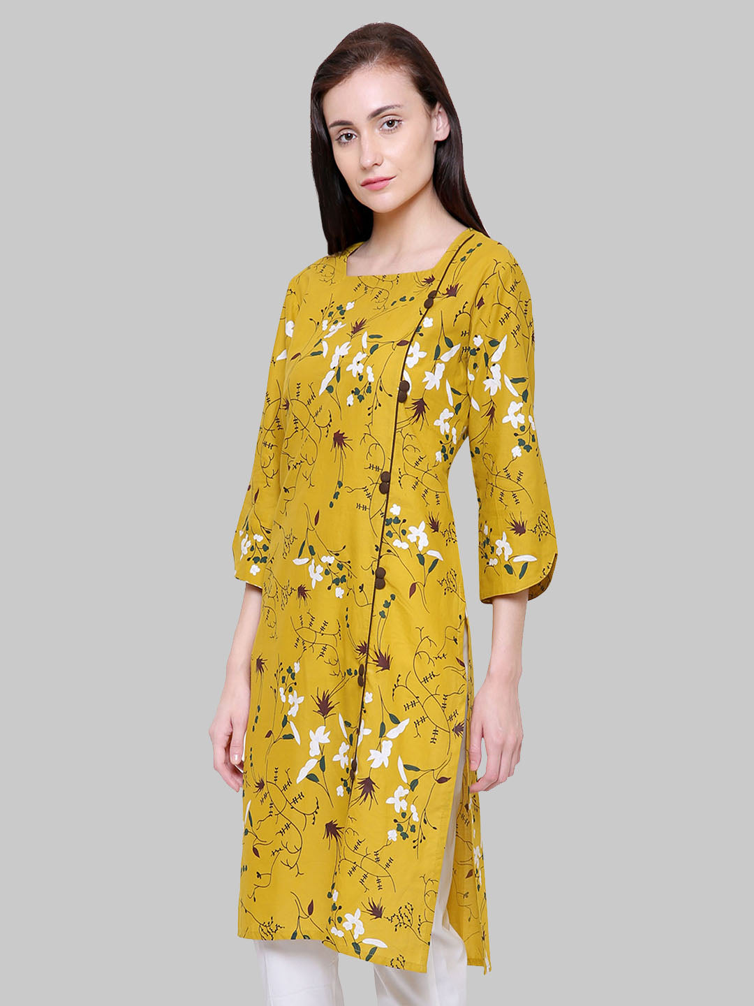 Saundarya Women's Printed Khadi Cotton A-Line Kurta