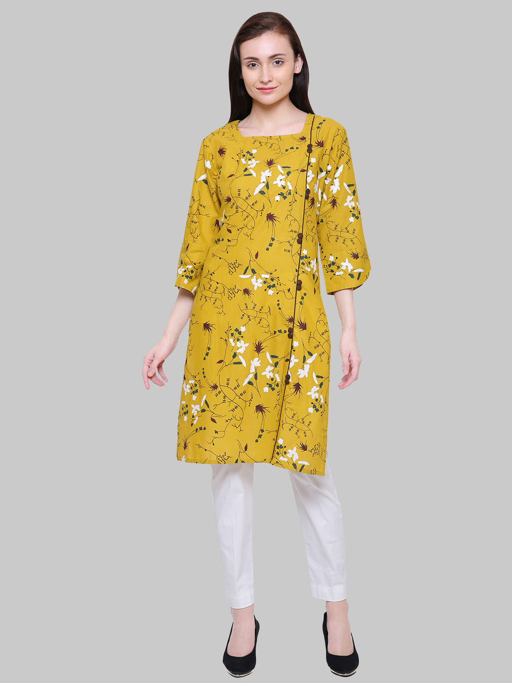 Saundarya Women's Printed Khadi Cotton A-Line Kurta