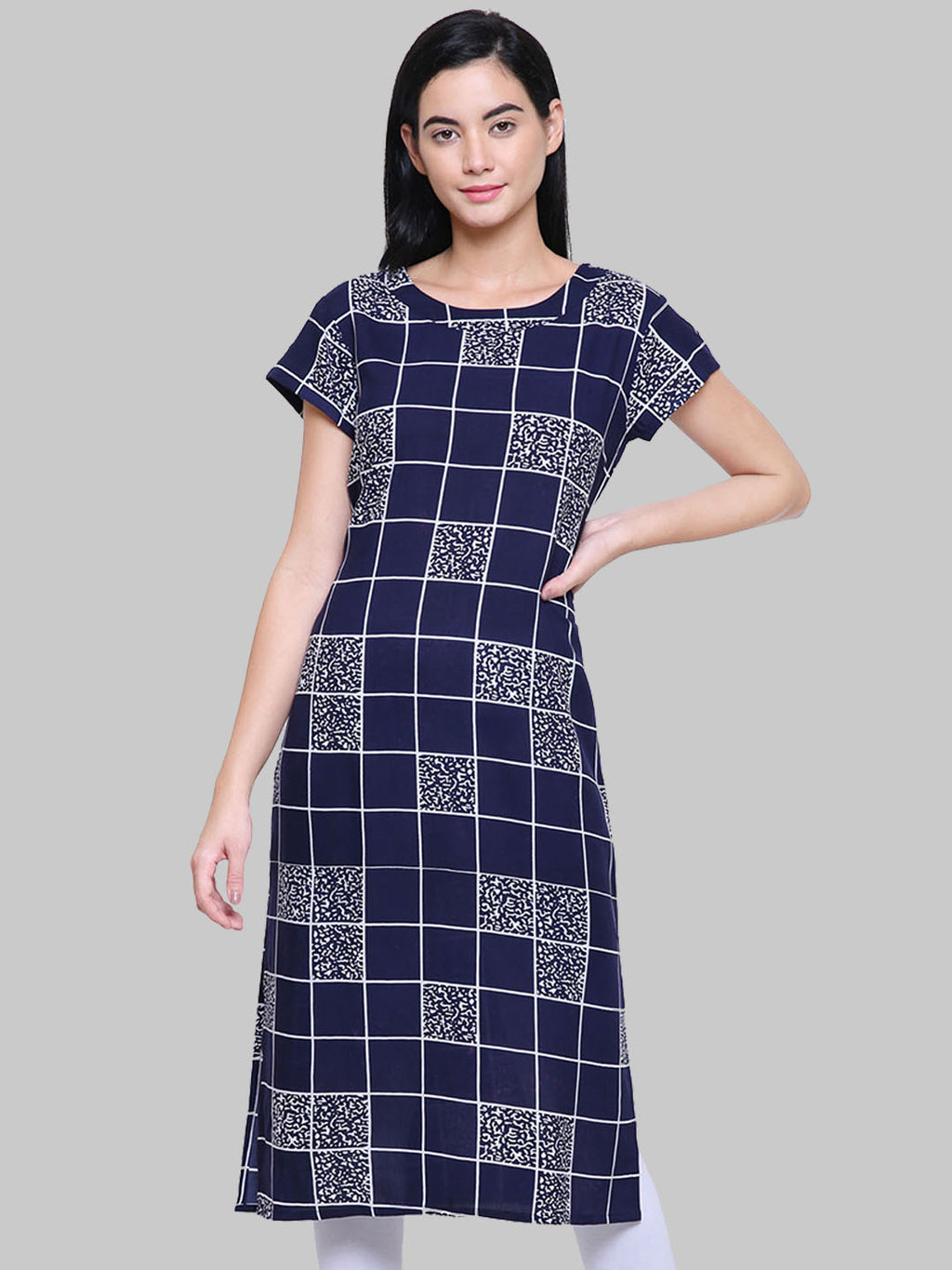 Saundarya Women's Printed Rayon Straight Kurta