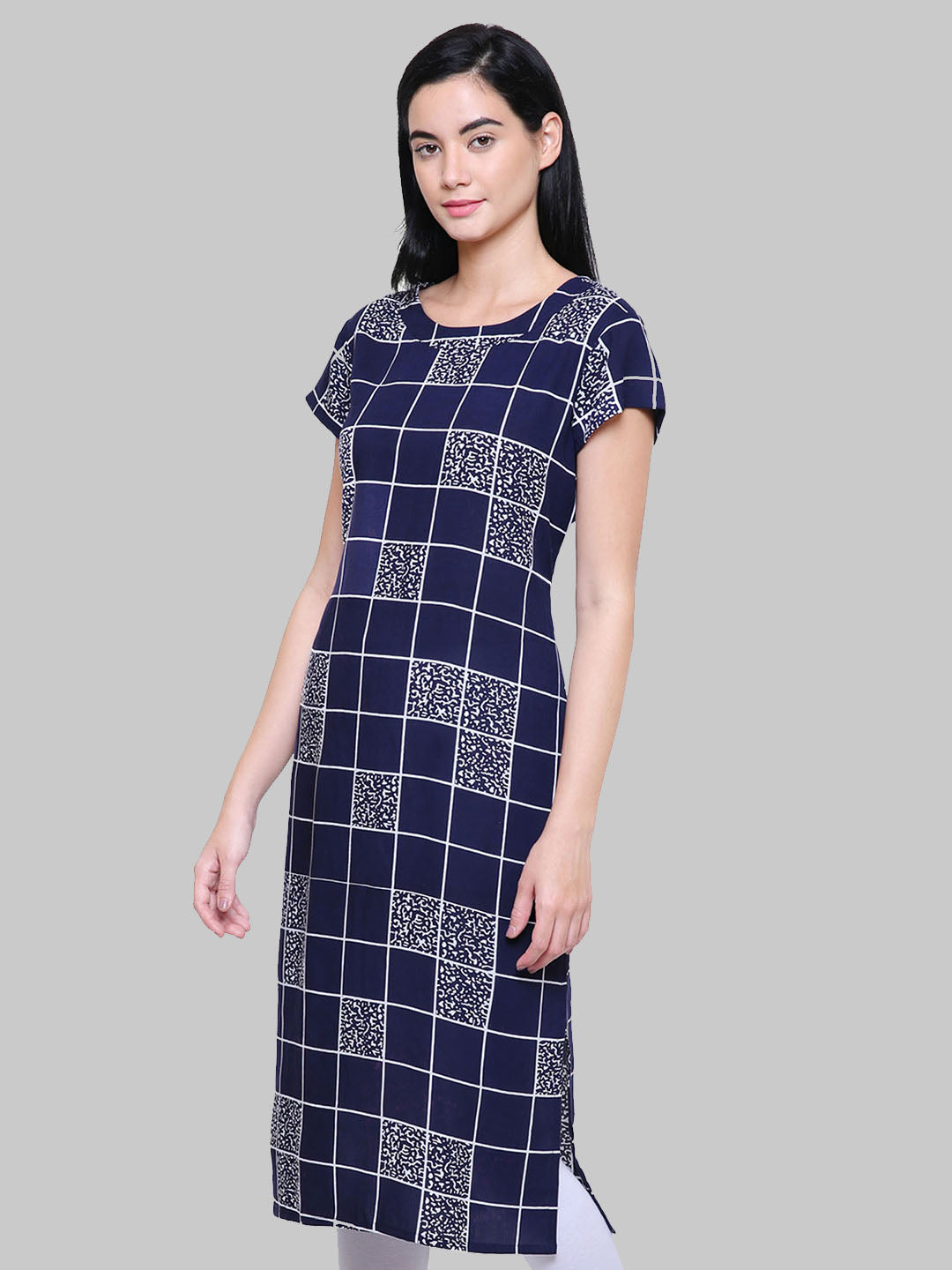 Saundarya Women's Printed Rayon Straight Kurta