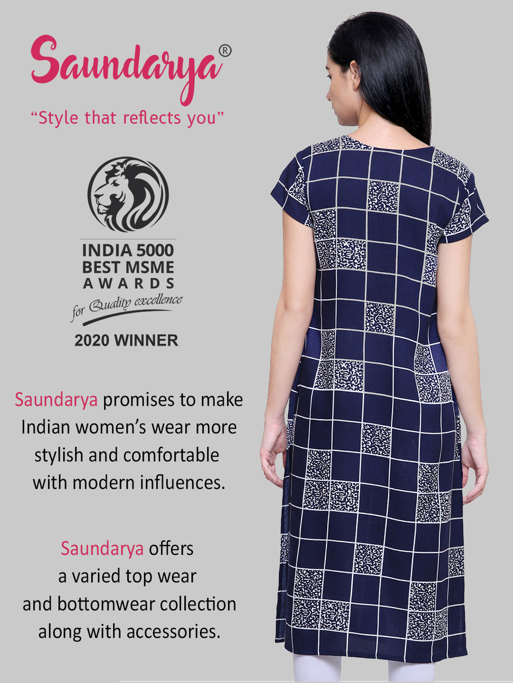 Saundarya Women's Printed Rayon Straight Kurta