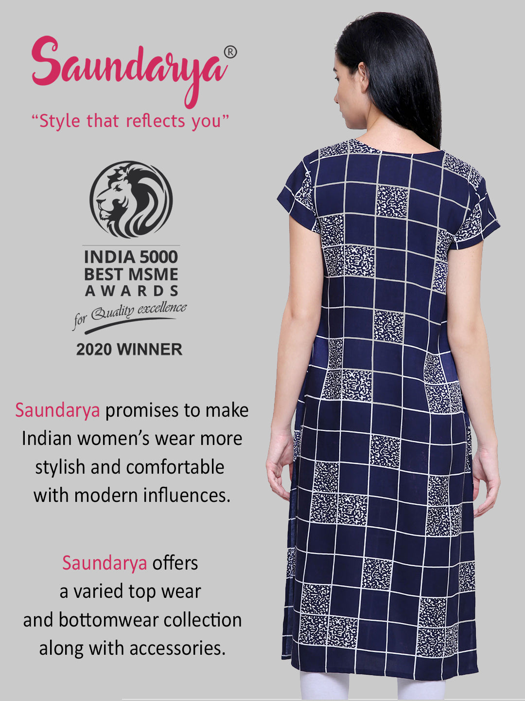 Saundarya Women's Printed Rayon Straight Kurta