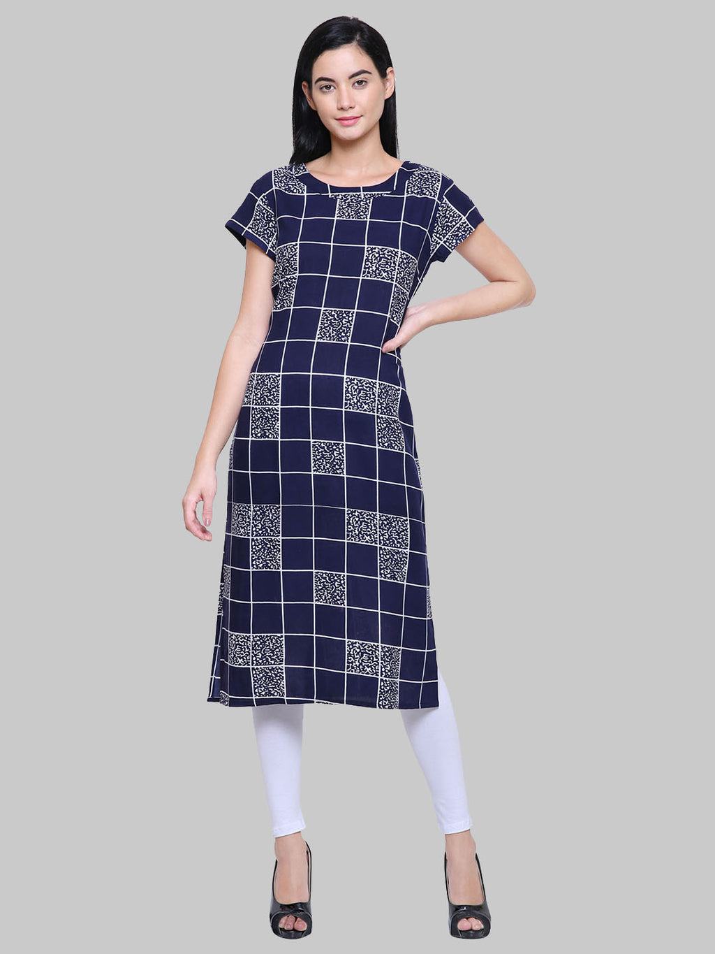 Saundarya Women's Printed Rayon Straight Kurta