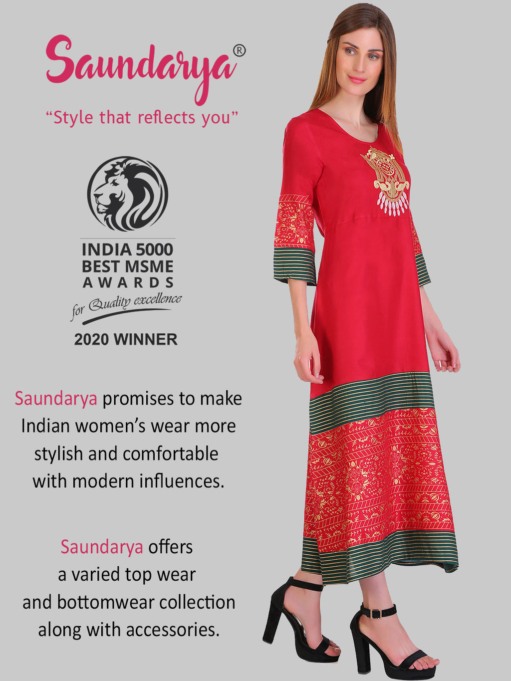 Saundarya Women's Maroon Rayon Flared Kurta
