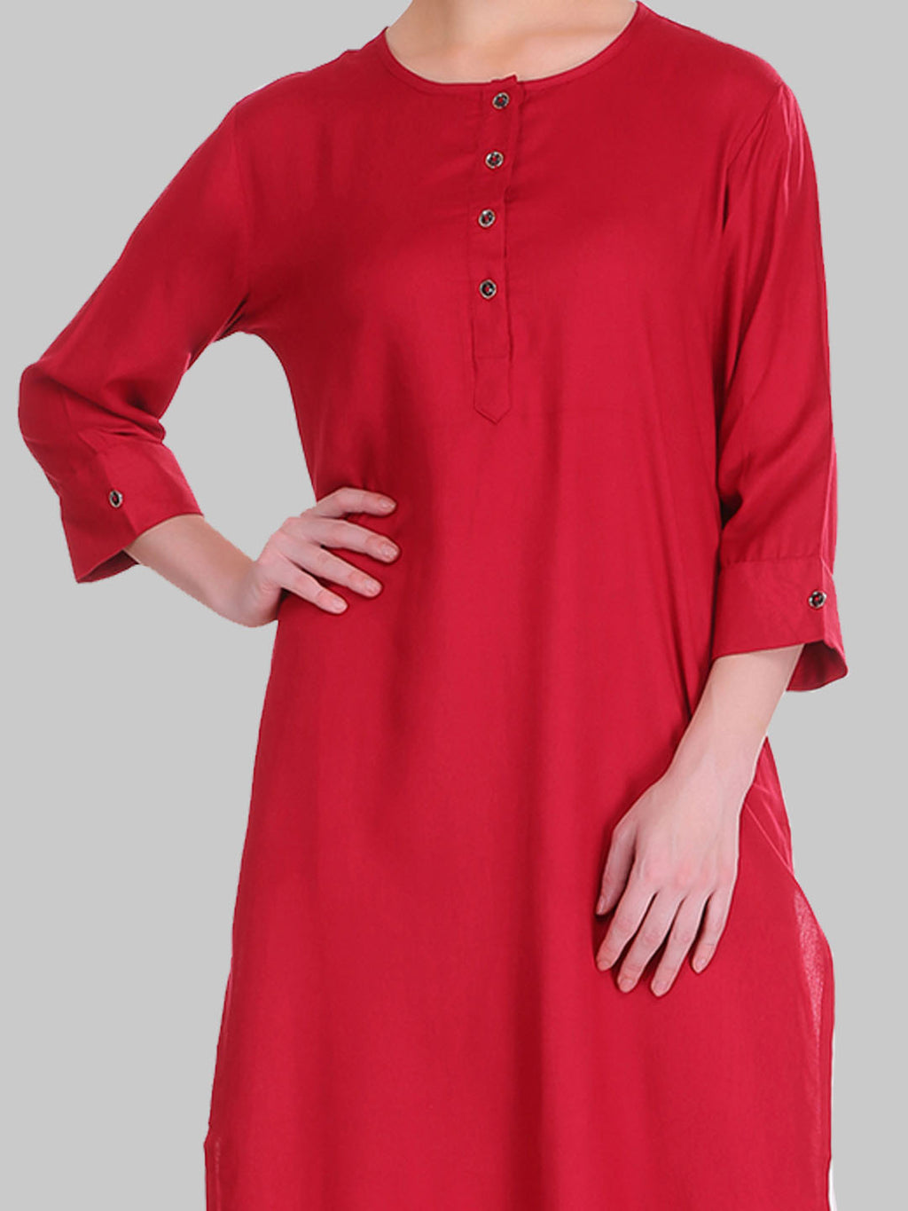 Saundarya Women's Maroon Plain Rayon Straight Kurta