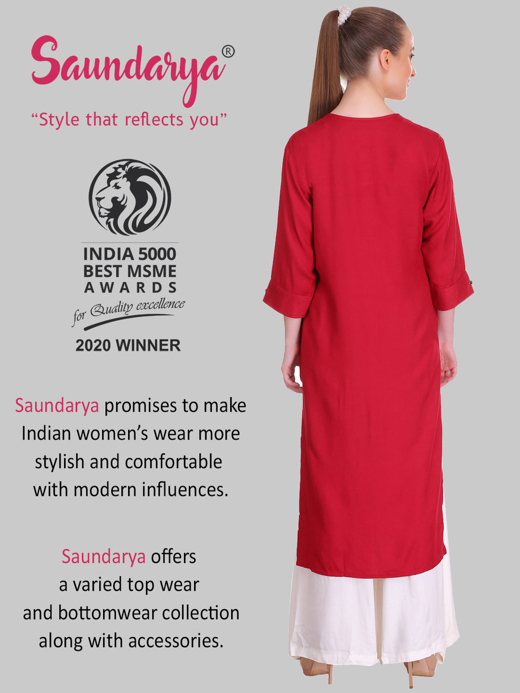 Saundarya Women's Maroon Plain Rayon Straight Kurta