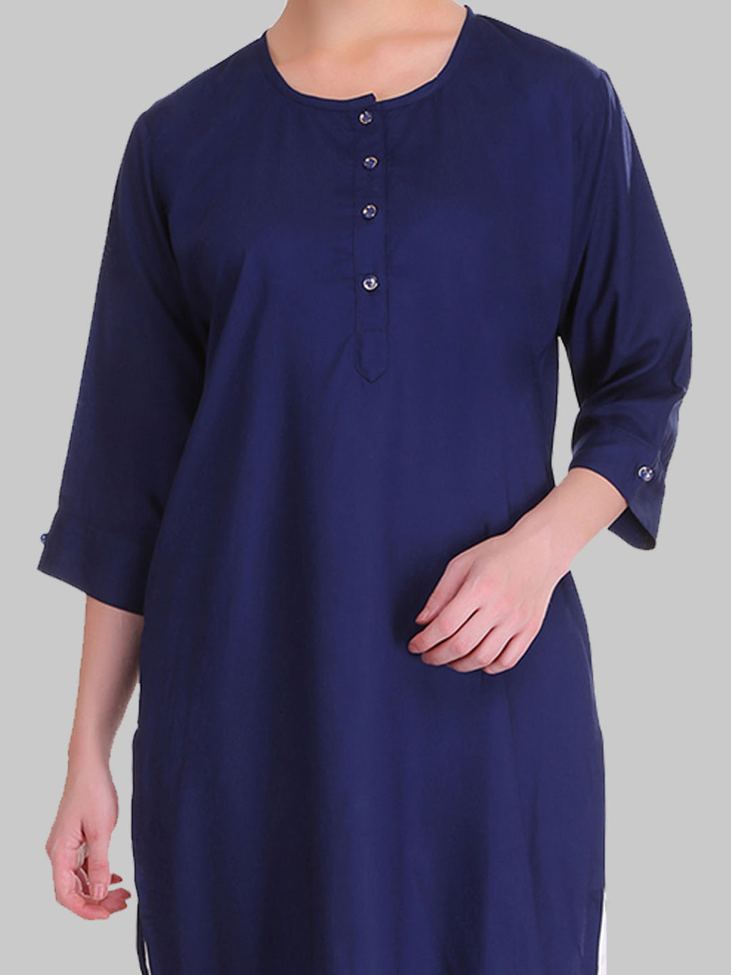 Saundarya Women's Navy Blue Plain Rayon Straight Kurta