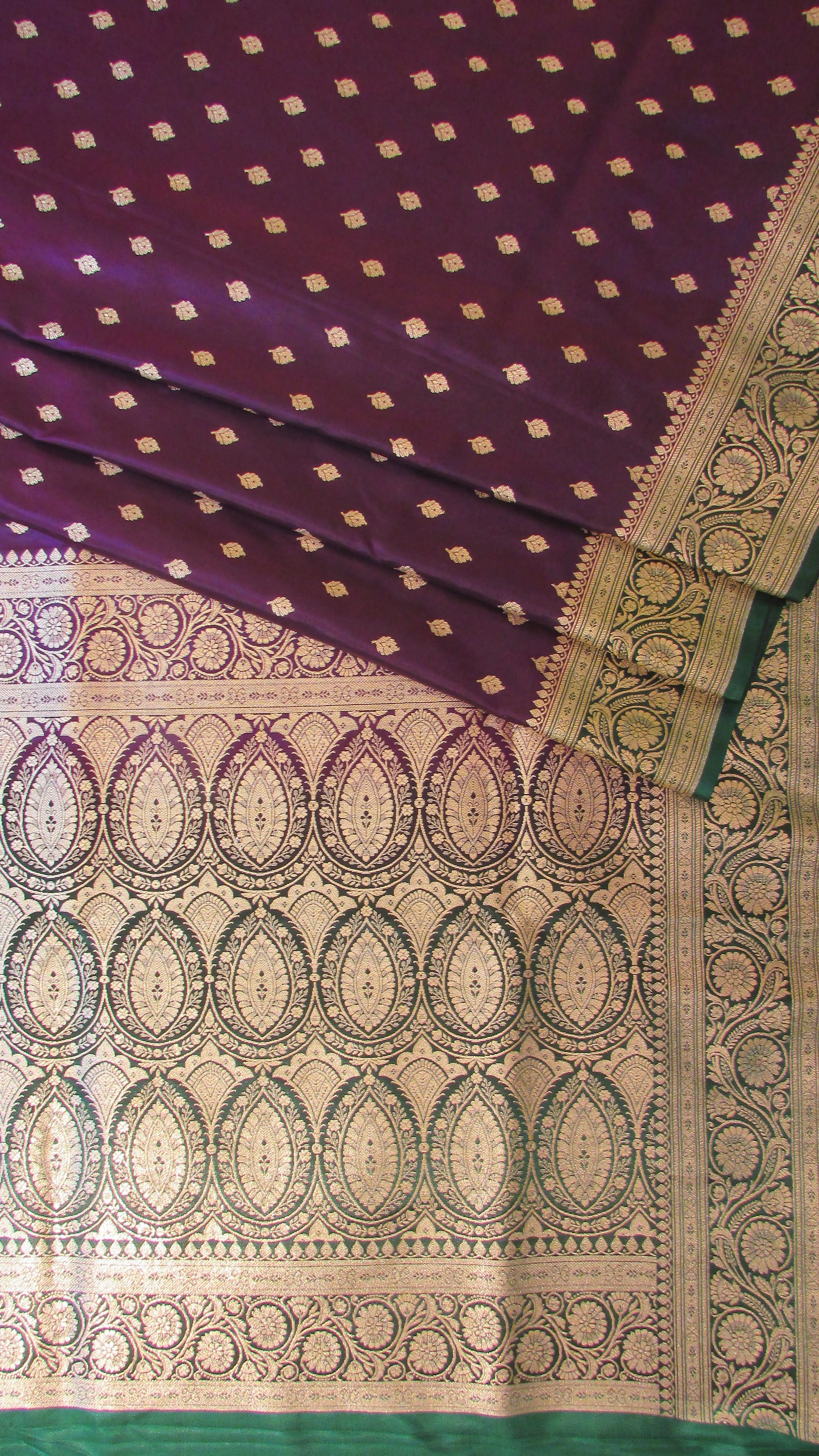 Saundarya Women's Wine Banarasi Silk Saree