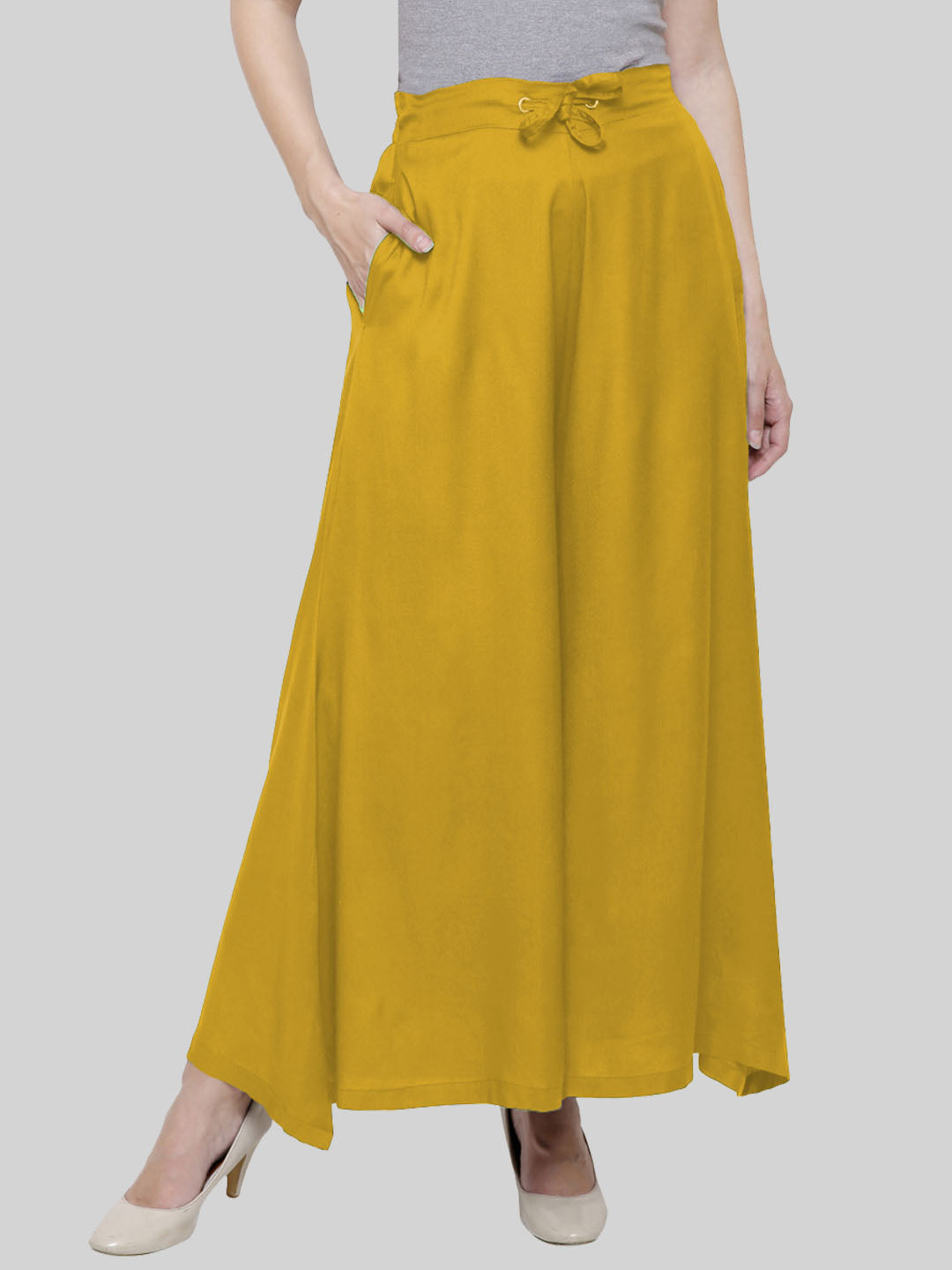 Saundarya Women's Loose Fit Skirt Palazzo Mustard