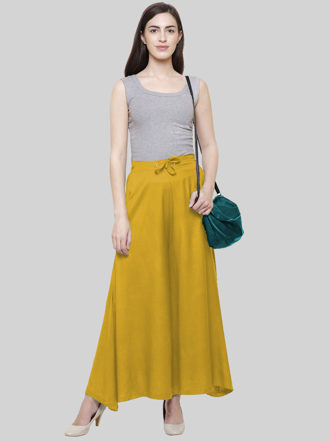 Saundarya Women's Loose Fit Skirt Palazzo Mustard