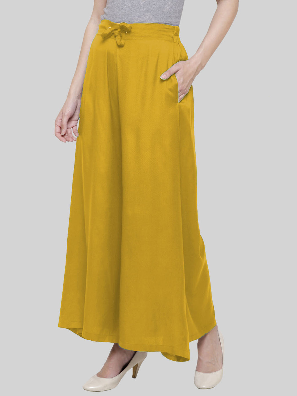 Saundarya Women's Loose Fit Skirt Palazzo Mustard