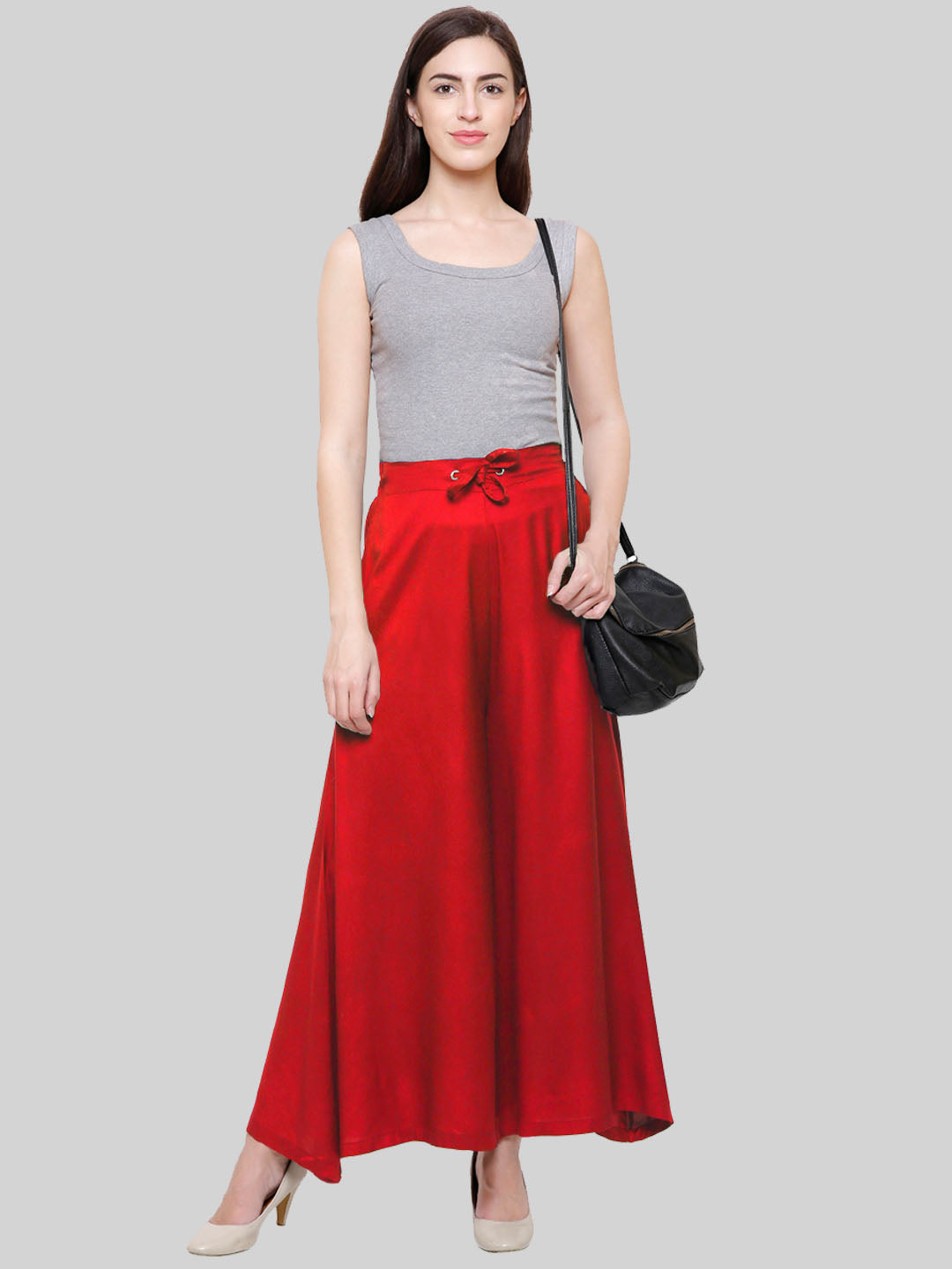 Saundarya Women's Loose Fit Skirt Palazzo Red