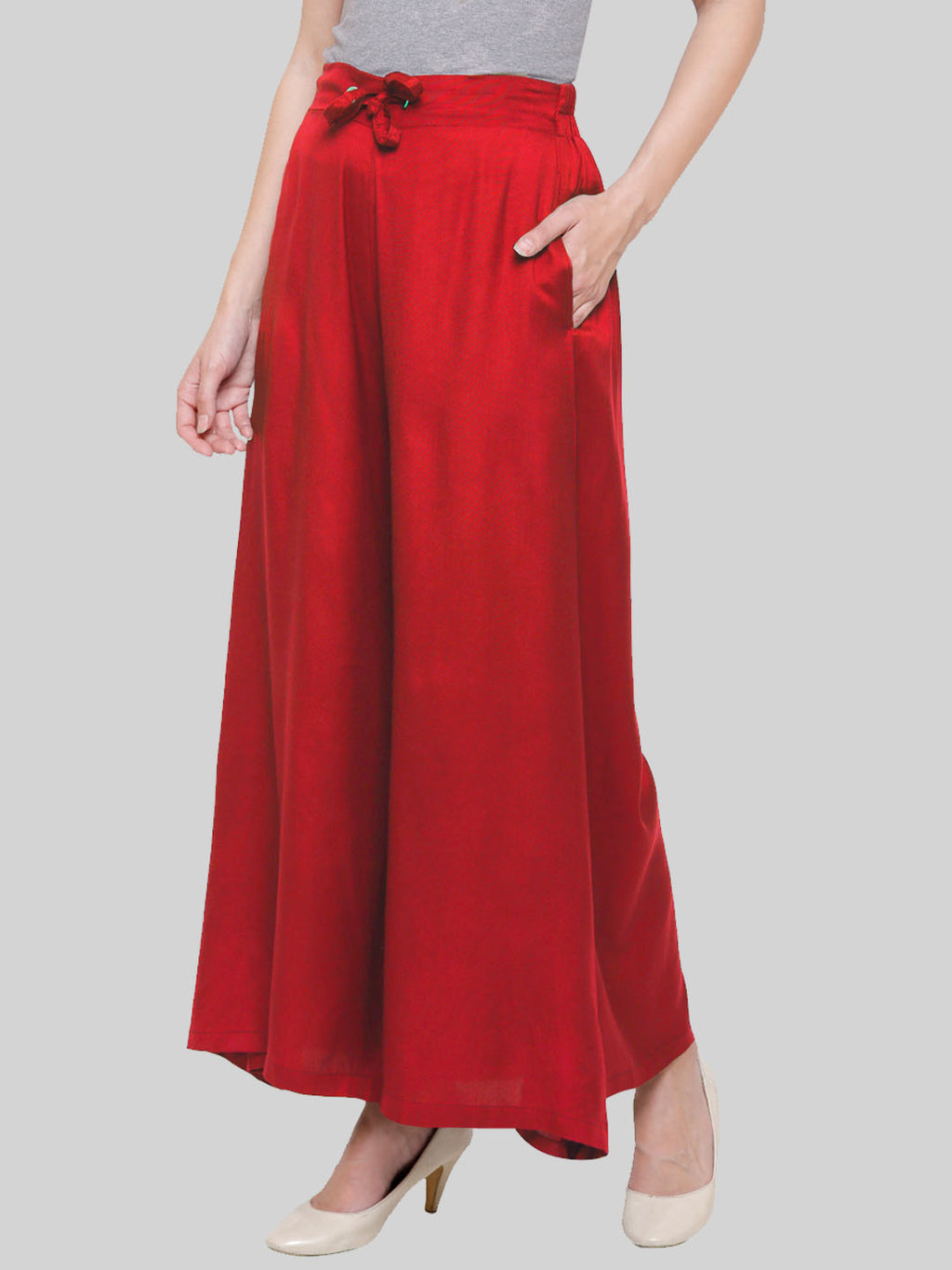 Saundarya Women's Loose Fit Skirt Palazzo Red