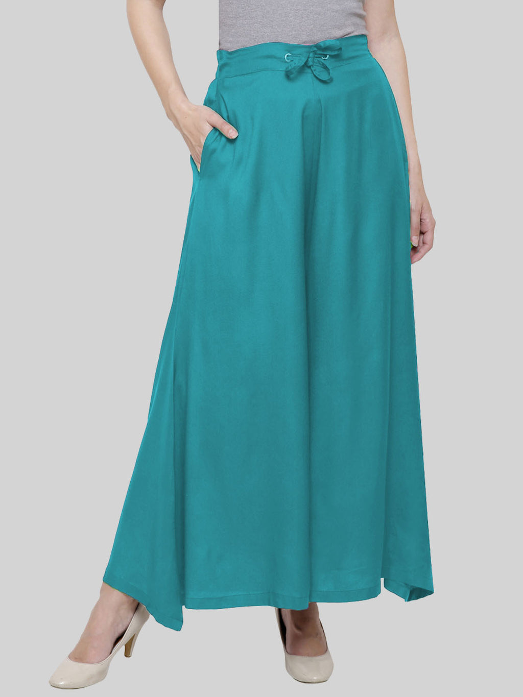 Saundarya Women's Loose Fit Skirt Palazzo Rama Grren