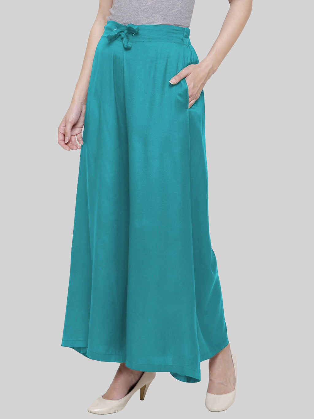 Saundarya Women's Loose Fit Skirt Palazzo Rama Grren