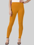 Saundarya Women’s Slim Fit Ankle Length Super Combed Cotton Rich Lycra Fabric Tailored Cut Stretchable Solid Plain Color Leggings; Mustard