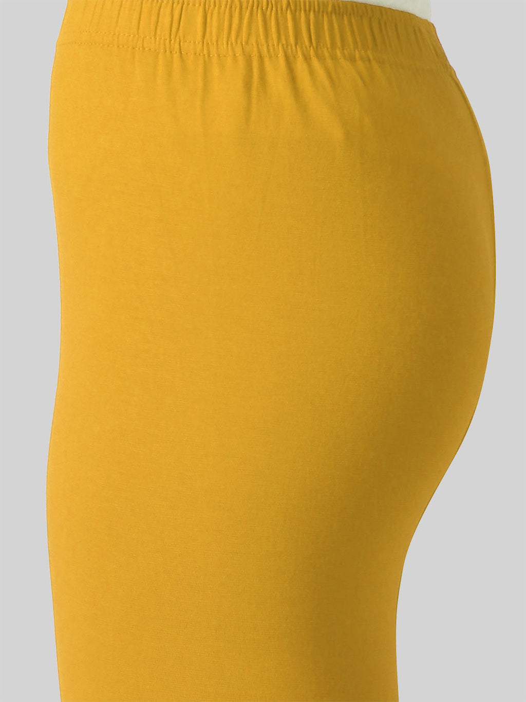 Saundarya Women’s Slim Fit Ankle Length Super Combed Cotton Rich Lycra Fabric Tailored Cut Stretchable Solid Plain Color Leggings; Turmeric Yellow