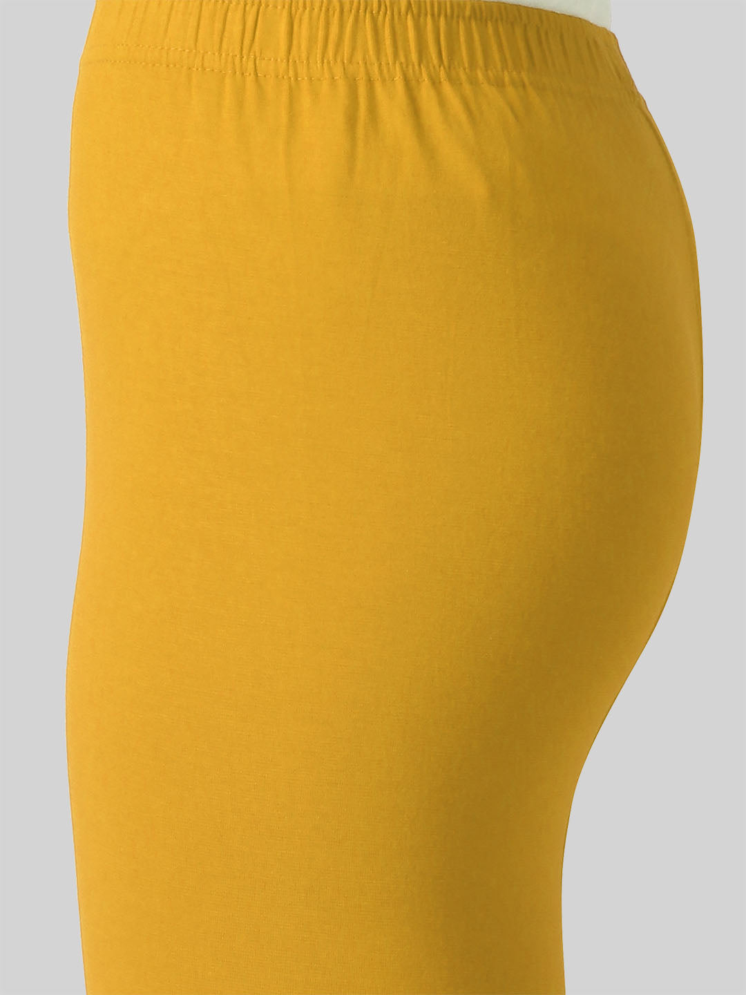 Saundarya Women’s Slim Fit Ankle Length Super Combed Cotton Rich Lycra Fabric Tailored Cut Stretchable Solid Plain Color Leggings; Turmeric Yellow